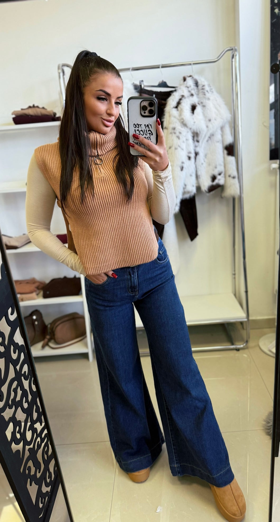 BQ2225 MAGGIE bőszárú farmer nadrág