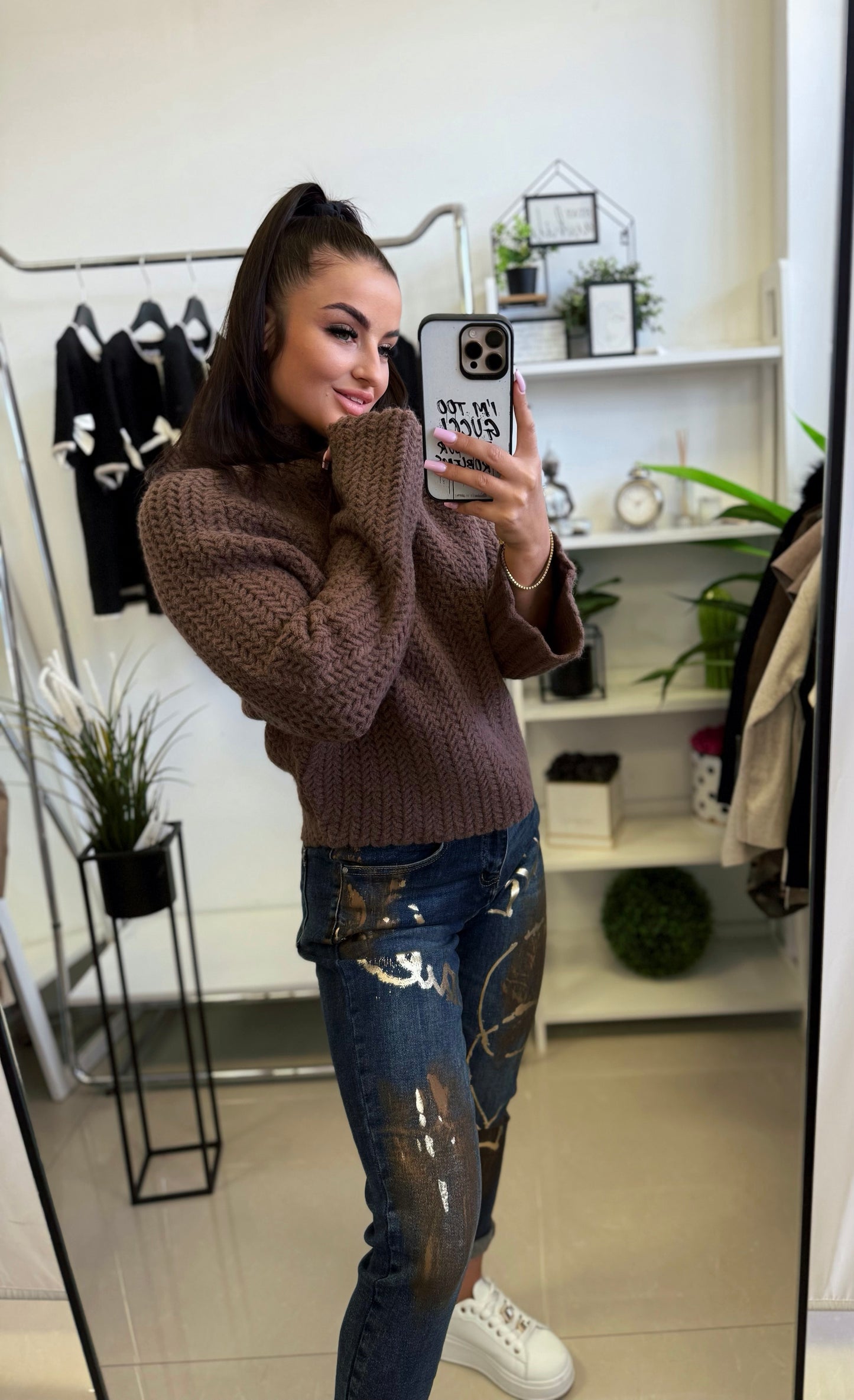 66072 OLIVIA vastag kötésű pulóver