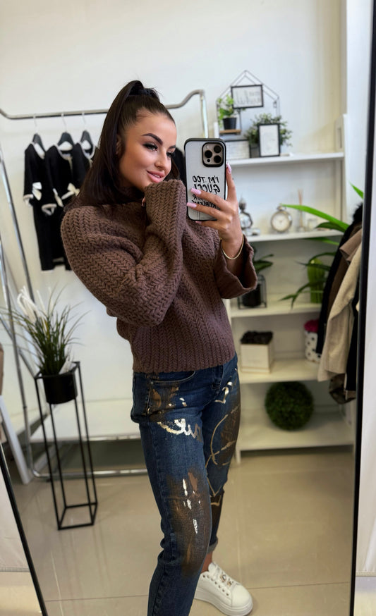 66072 OLIVIA vastag kötésű pulóver
