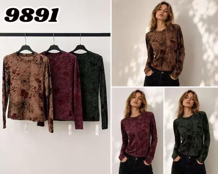 9891 PORTO bársony nyomott felső