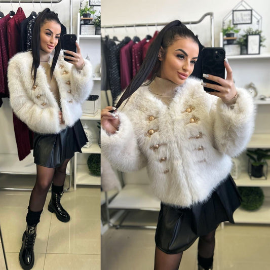8468 ALIDA arany gombos műszőr bunda