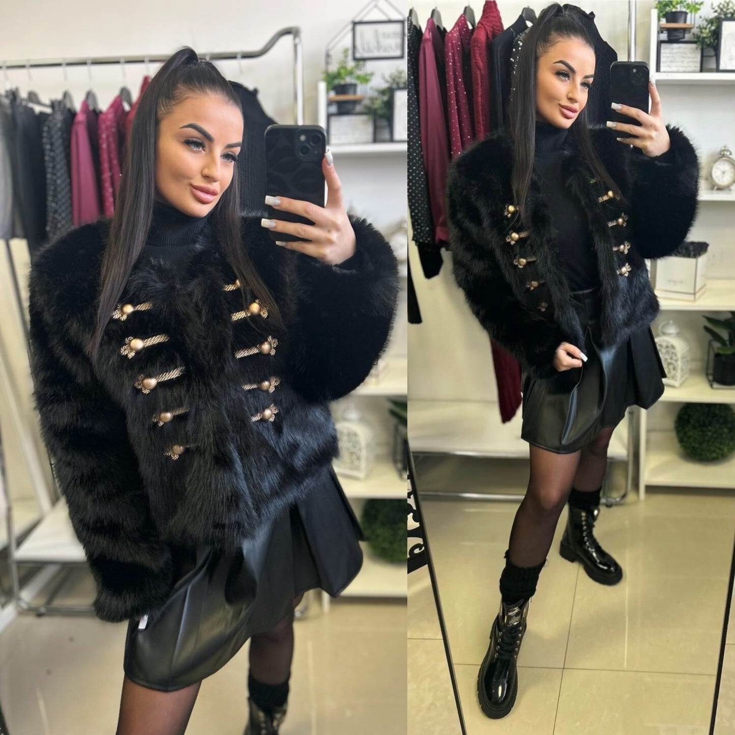 8468 ALIDA arany gombos műszőr bunda