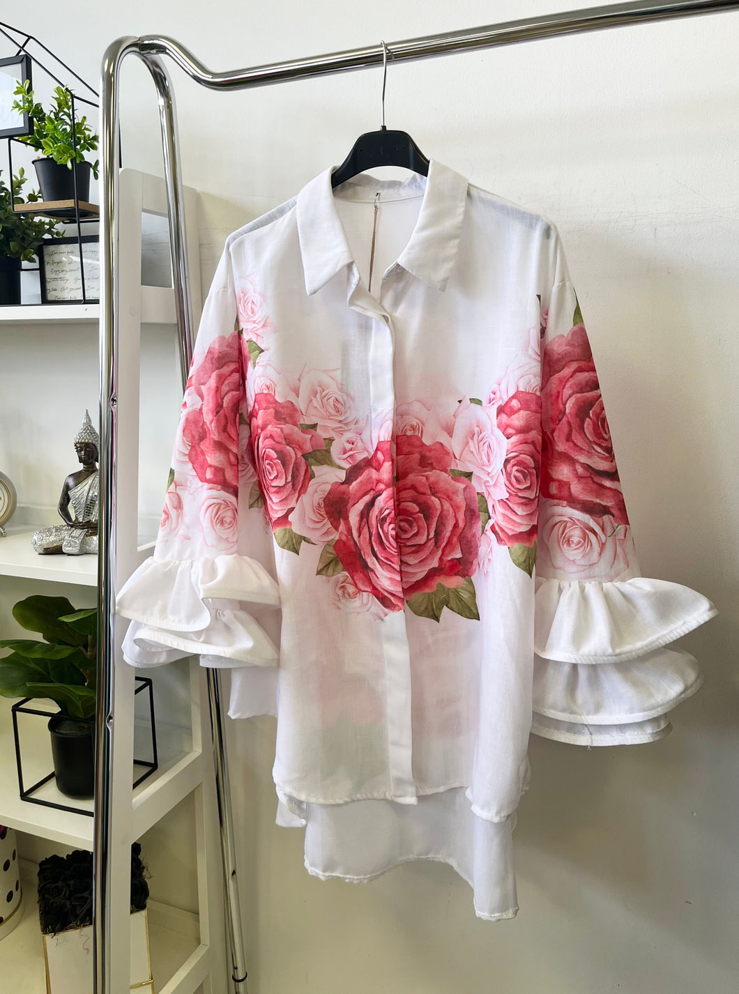 961 RÓZSA virágos oversize fodros ujjú ing