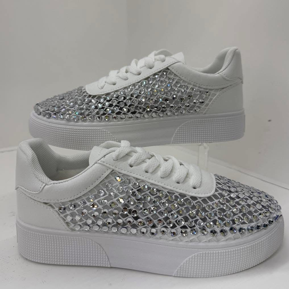 627 DIAMOND hálós strasszos cipő