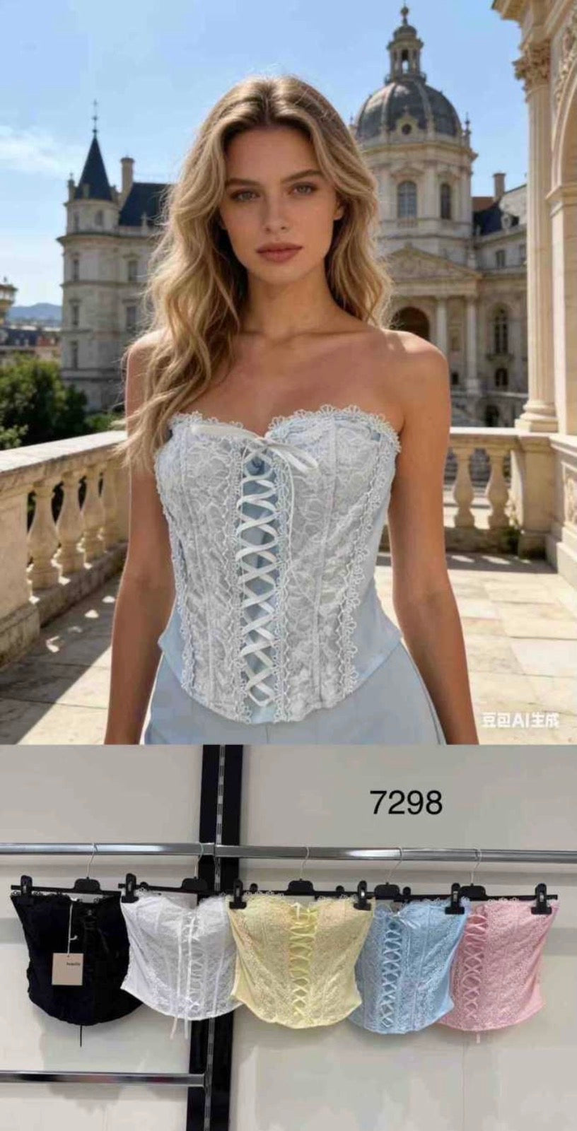 7298 ZITA fűzős csipke top