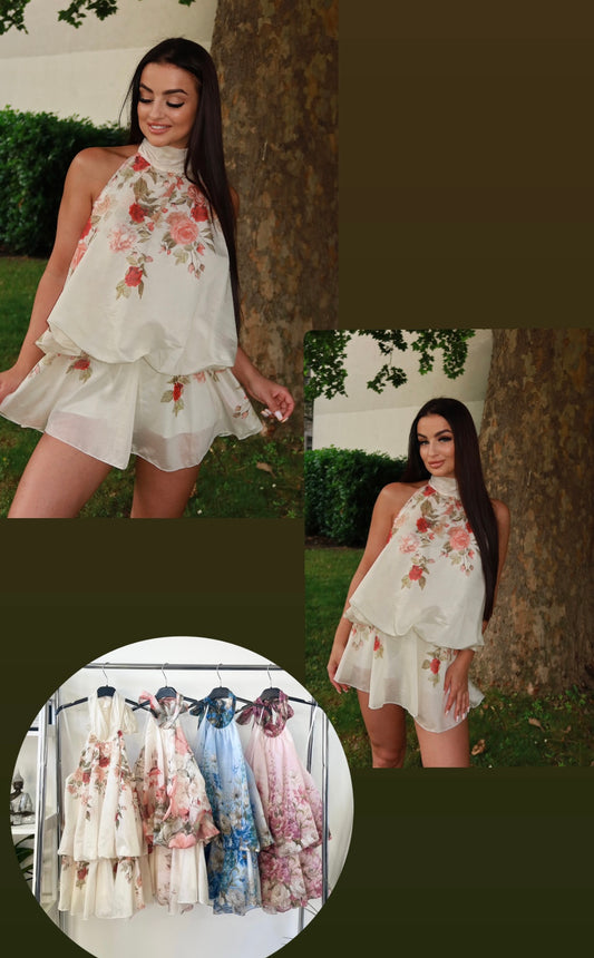 9902 JENNY virágos mini overál/ ruha
