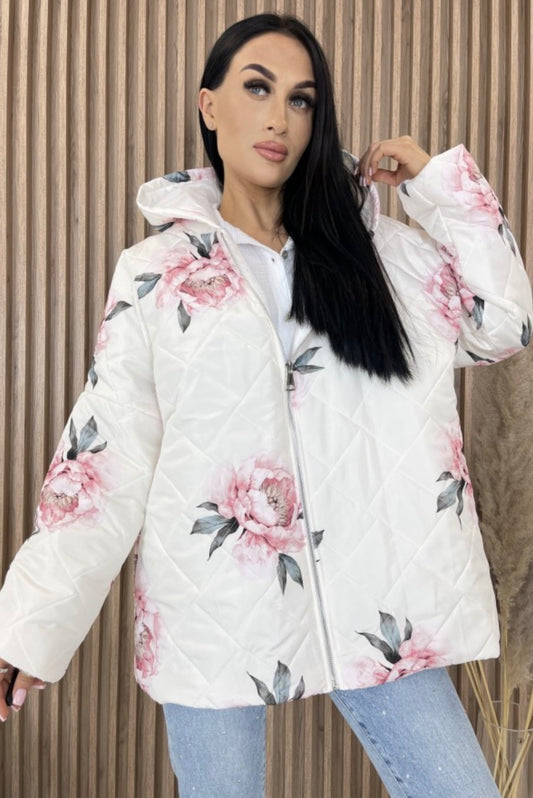 89721 ROSY virágos oversize kapucnis tavaszi kabát
