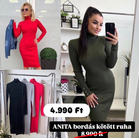 0058 ANITA bordás kötött garbó ruha