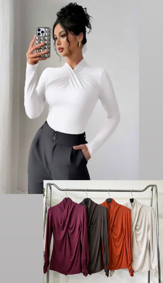 1500 SERRY csavart nyakú pamut felső