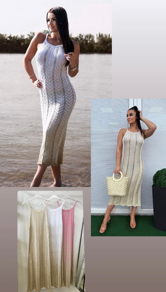 5578 LINETTA lurex nyári kötött ruha