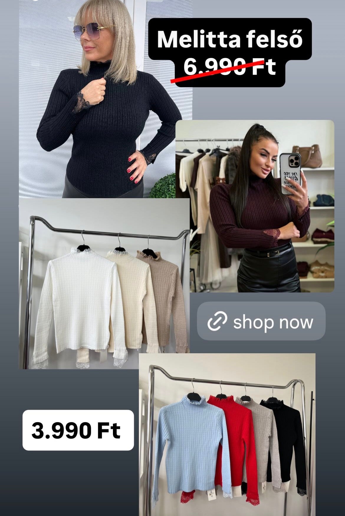 8066 MELITTA basic csipkebetétes felső