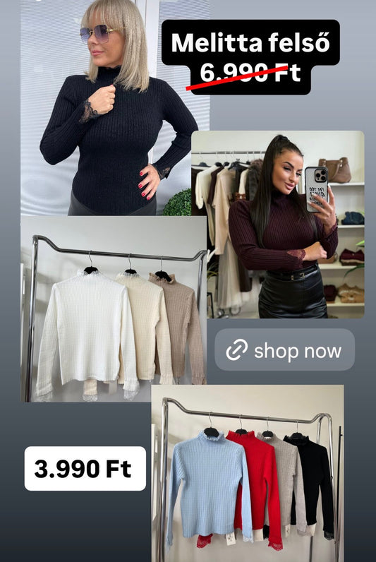 8066 MELITTA basic csipkebetétes felső