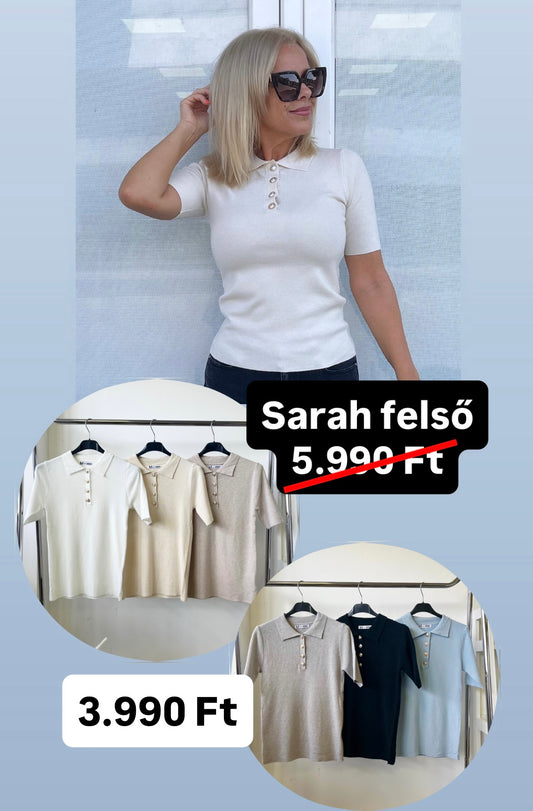 V0066 SARAH gombos galléros rövidújjú kötött felső