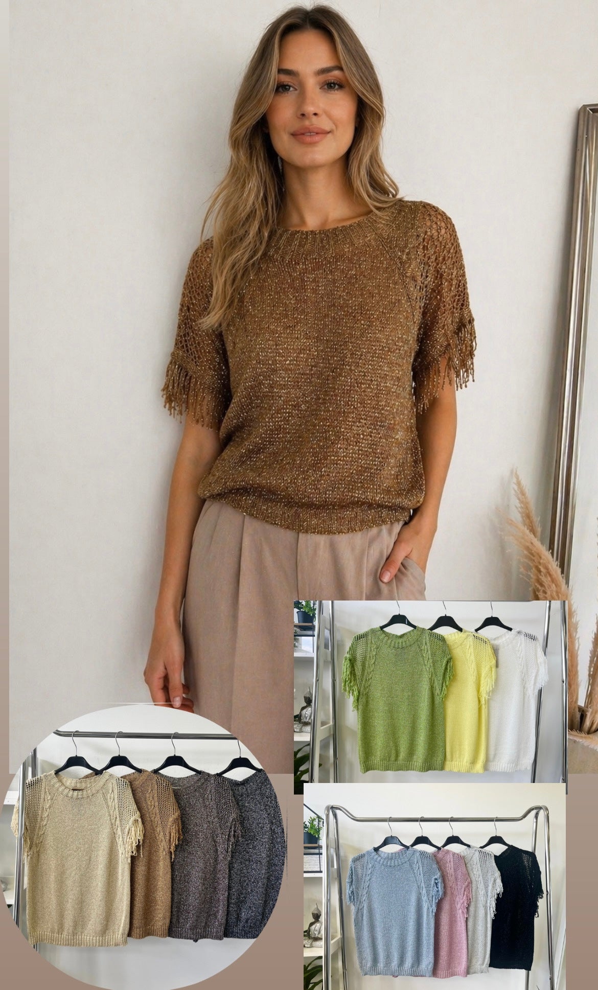 4162 LUREX rojtos ujjú felső