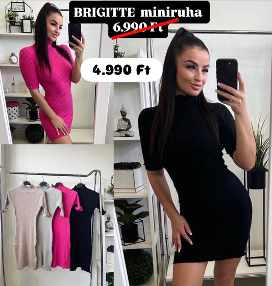 016 BRIGITTE bordás kötött miniruha
