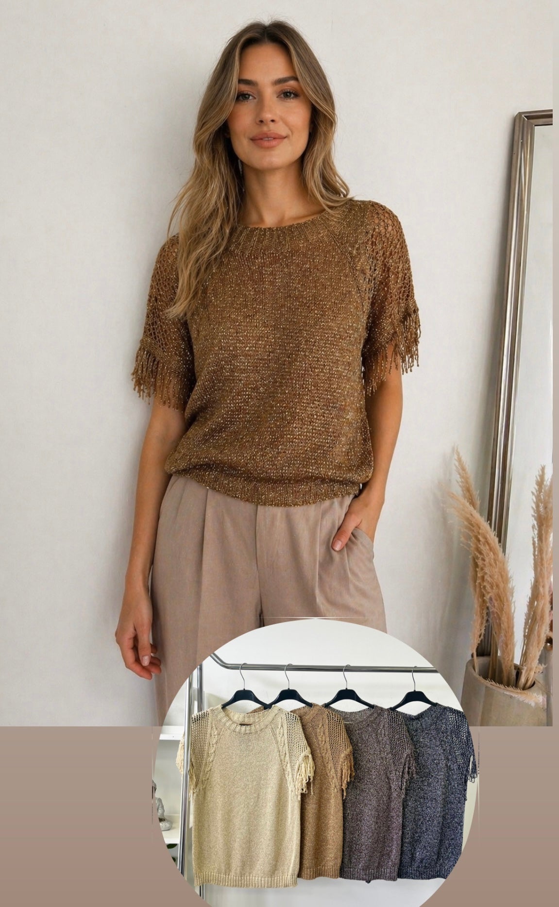 4162 LUREX rojtos ujjú felső