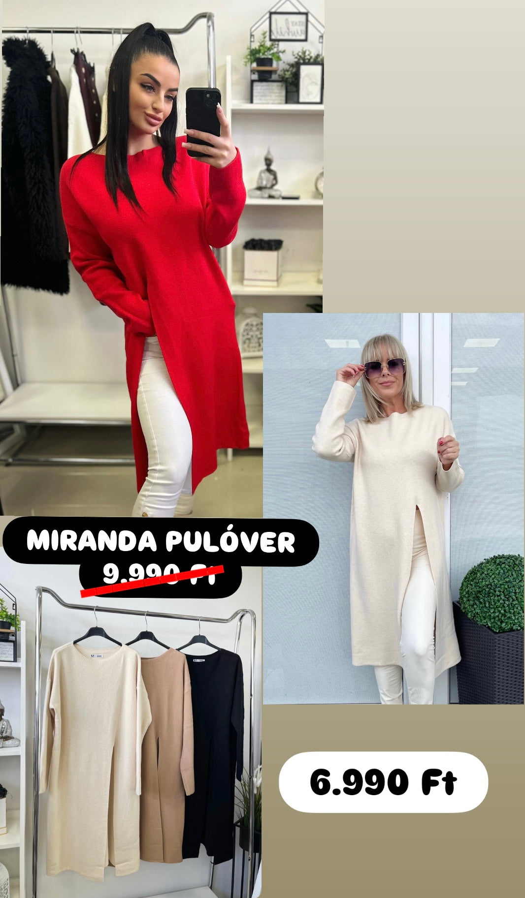 V0075 MIRANDA sliccelt hosszú pulóver