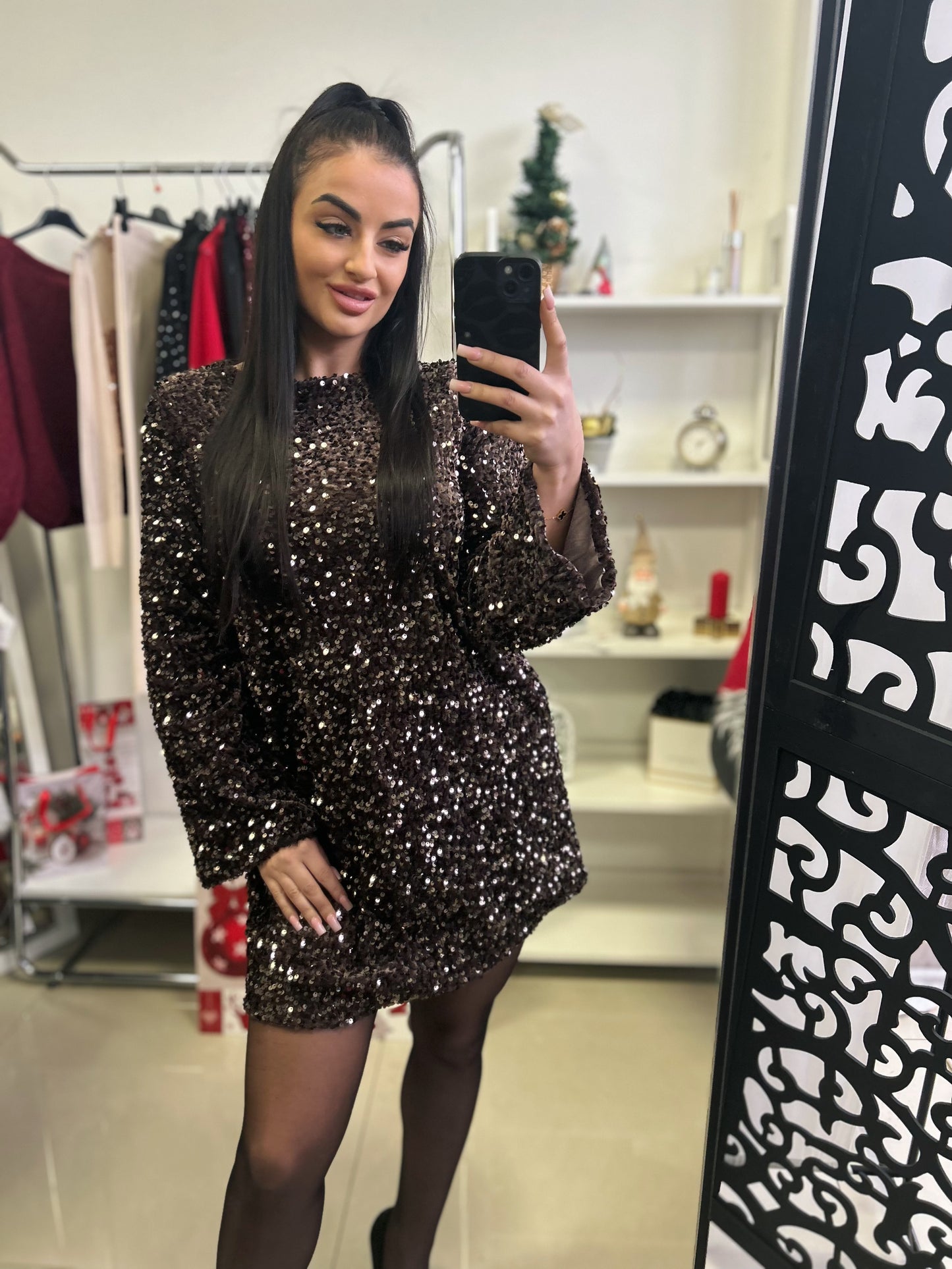 24751 BLENDA Flitteres hátul masnis bársonyruha