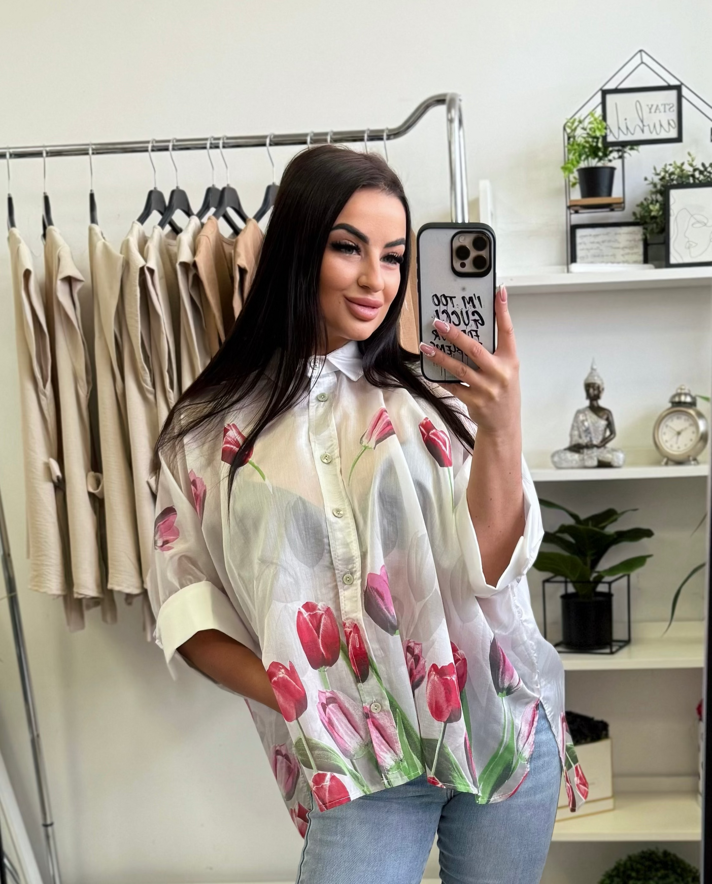16767 TULIP műselyem oversize ing