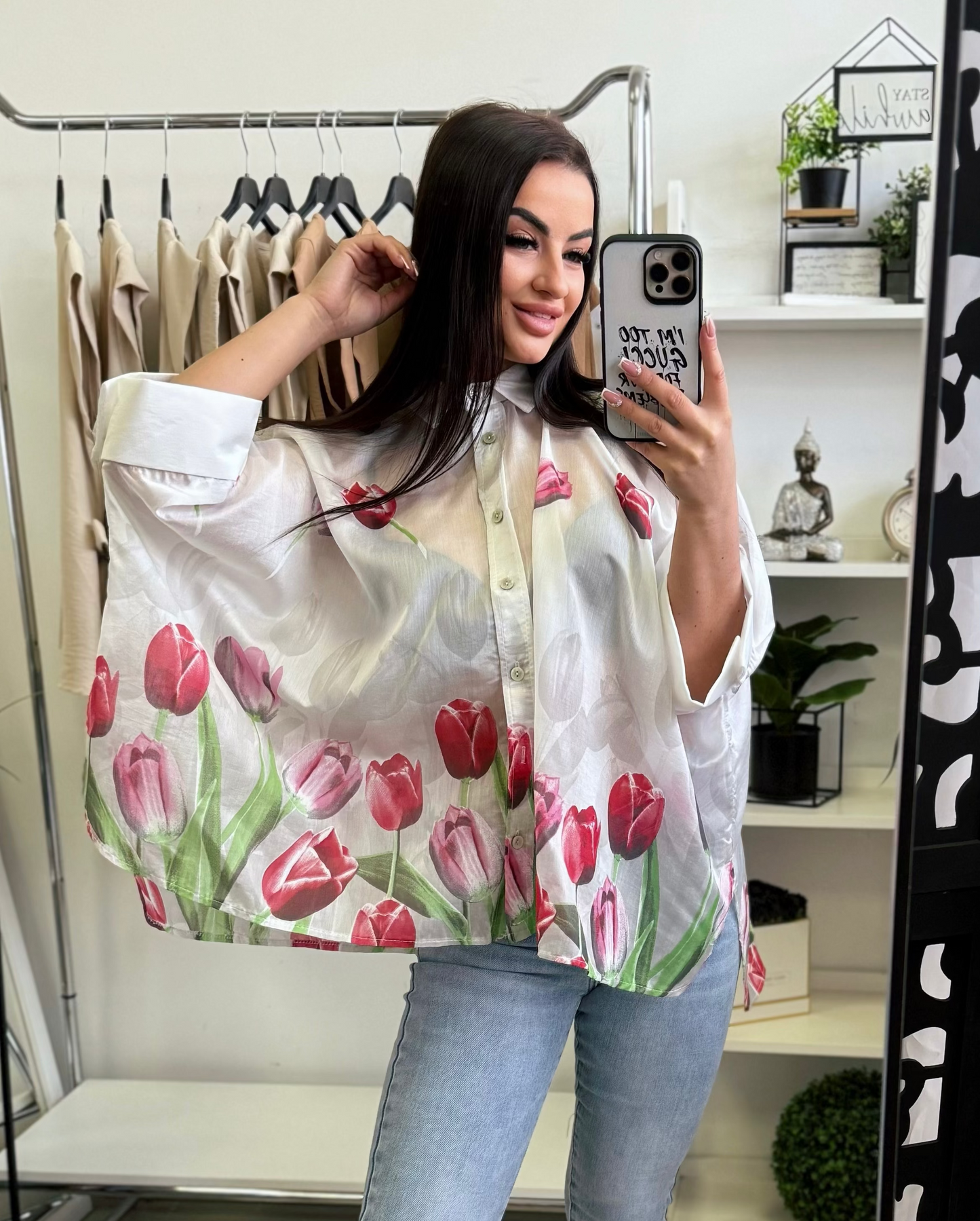 16767 TULIP műselyem oversize ing