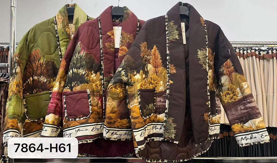 7864 MANDA oversized mintás őszi kabát