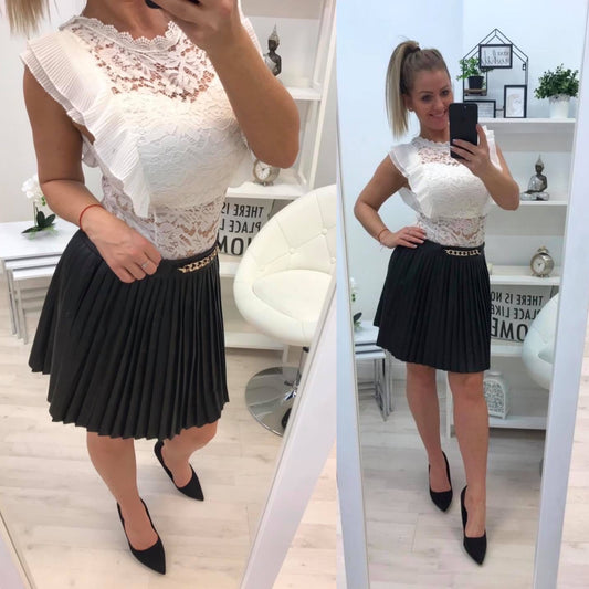 61162 DONNA pliszírozott műbőr szoknya